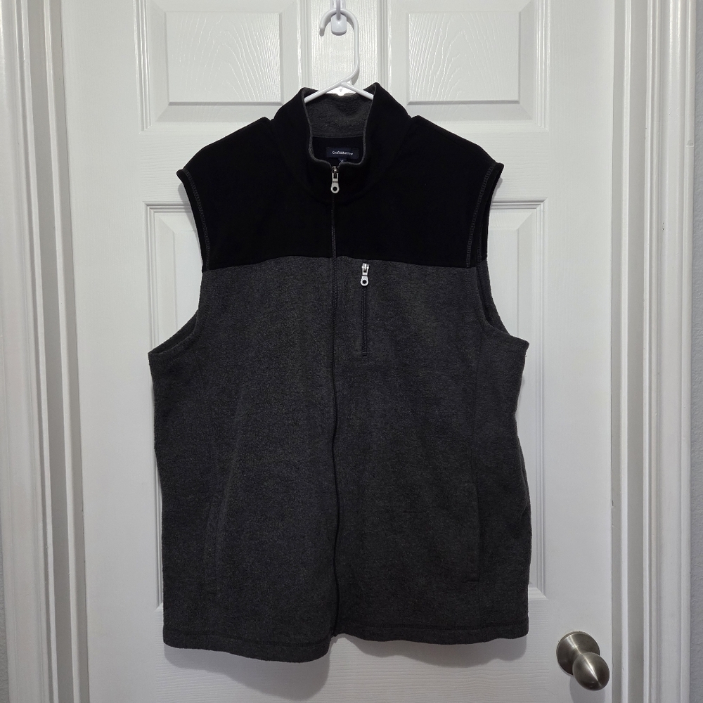 Croft & Barrow Men's Black & Gray Full Zip Sleeveless Fleece Vest Size XL